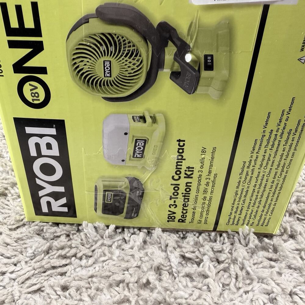RYOBI ONE+ 18V 3 Tool Compact Recreation Kit PCL1303K1 Fan Speaker Light - Picture 8 of 10